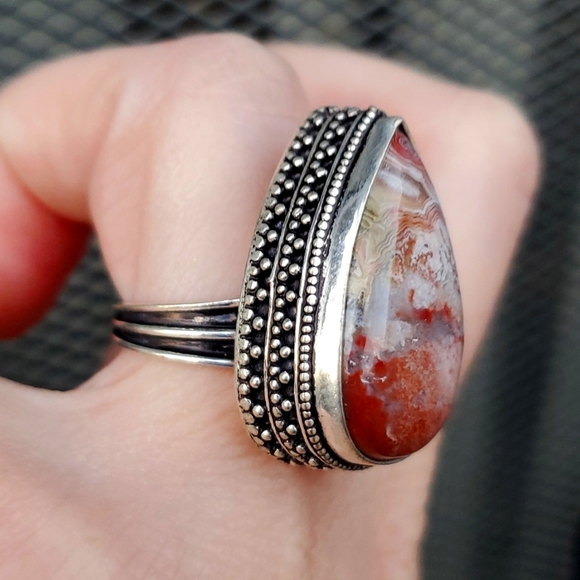 New Crazy Lace Agate 925 Silver Ring. - Picture 4 of 16